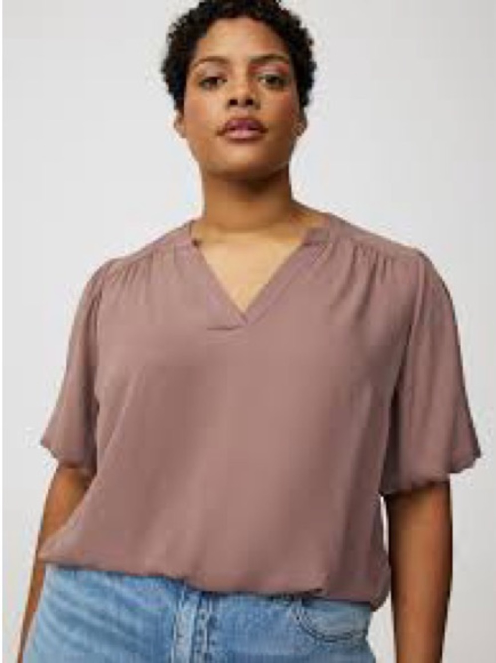 torrid Mauve V-Neck Flutter Sleeve Blouse